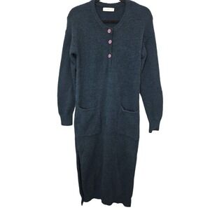 Natural Life Women's Green Cozy Teal Long Bouclé Knit Nightgown Dress Size XS